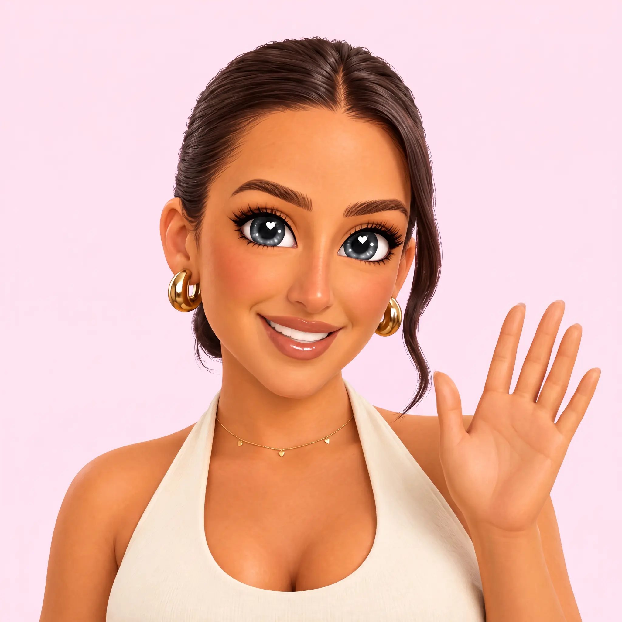 Illustrated Emily waving goodbye